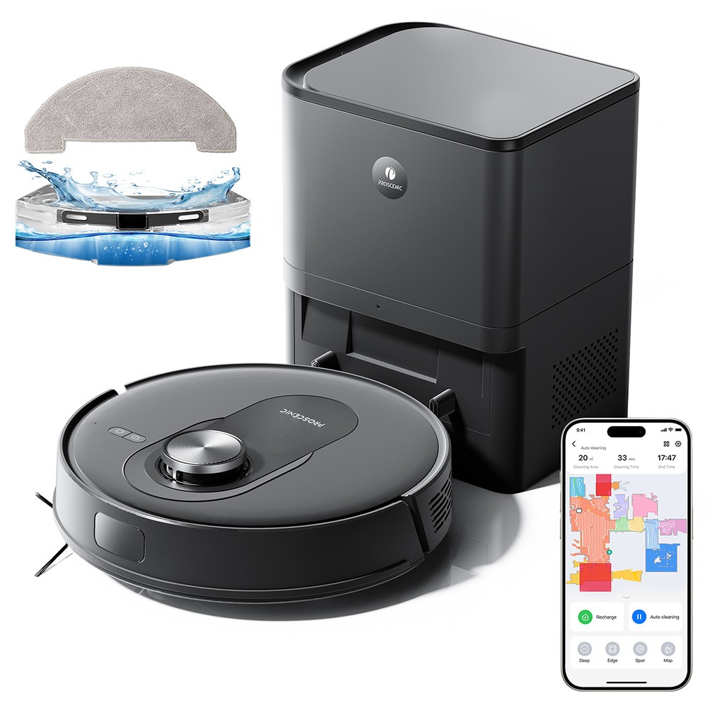 Proscenic M8Proスマートロボット掃除機+集塵機ブラック